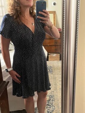 Kaileigh Blue Polka Dot Casual Dress